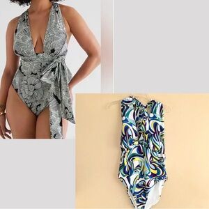 Express Blue Swirl Body Contour Swim Convertible Style One Piece Size XL NWT!